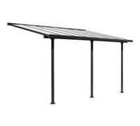 Toit terrasse Alu gris anthracite - S.h.t. 12,83 m² - rideau d'ombrage extensible écru - toile polyester 130 gr/m² G