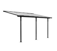 Toit terrasse Alu gris - S.h.t. 15,38 m² - rideau d'ombrage extensible écru - toile polyester 130 gr/m131