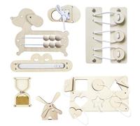 Toivize 7 pièces Jouets Montessori Busy Board Accessoires, Planche d'activités en Bois Jouets de motricité Montessori Busy Board DIY Accessoires pour 1-6 garçons Filles
