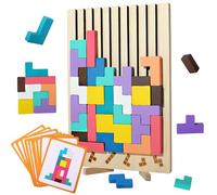 Toivize Puzzle empilable en Bois, Jeu de Puzzle empilable Montessori 3D en Bois Tetris, Jeu de Blocs Russes 3D avec 10 Cartes, Tetris coloré pour Adultes et Enfants