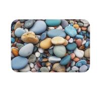Toiyugd Paillasson de bienvenue pour porte d'entrée, plage, galets colorés, en flanelle, antidérapant, doux, absorbant, lavable pour chambre à coucher, cuisine, entrée, porche, 40,6 x 61 cm