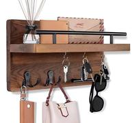 TOJ Living Schlüsselhalter Holz - 6 Hooks - Porte-clés - Schlüsselhalter wall - Organisateur de clés - Schlüsselbrett ohne bohren - Wohnungs zubehör