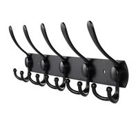 TOJ Porte-Manteau Mural Avec 15 Crochets - Suspendu - Acier inoxydable - 45CM - Noir mat