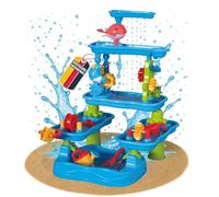 TOJA L Table de jeu aquatique 24 pièces avec cascade avec jouets de sable, comme pelle, seau, table à sable et à eau, table boueuse, pour enfants à partir de 3 ans