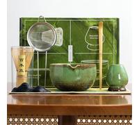 TOJUNE Matcha Kit, Fouet Matcha, Bol Matcha avec Bec Verseur, Cuillère, Tamis, Support de Fouet Matcha, Porte Cuillère, Torchon à Thé, Set Matcha Complet 7 Pièces (Vert) (Ne Contient Pas de Matcha)