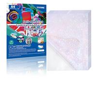 TOJUNE Pochettes de Plastification Auto-adhésives Holographique A4 50mic, Haute Qualité Imperméable Film de Plastification Autocollant pour Document, Photo, Menu, 20 Feuilles (Étoile)