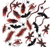 Tokaneit 54 Pieces Jouet Realiste Faux Bogues, Minis Insectes d'halloween, Plastique Jouet Insecte, Roaches Araignées Scorpions Geckoes Centipedes Flies Bats, Creepy Décorations Fournitures