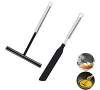 Tokaneit Acier Inoxydable Distributeur et Spatule à Crêpes Distributeurs à Crêpes Inox,Outils de Cuisson pour Crêpe,Kit Etaleur de Crêpe et Spatule,Ustensile de Cuisine pour la Cuisine à Domicile