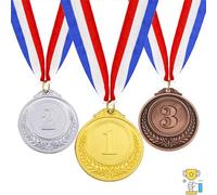 Tokaneit Médailles en Métal,Récompenses Gagnantes,Médailles en Bronze Doré Argenté avec Rubans,Prix Compétitif pour Enfants,Médaille en Alliage de Zinc,Médailles de Compétition de Jeu,Médaille 3 Pcs