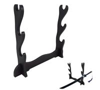 Tokaneit Support Épée Bois Katana Noir, Support D'épée Trois Niveaux, Porte-Épée Présentoir, pour la Décoration de la Maison, pour Couteau Katana, Wakizashi Tanto, Sabre Laser