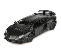 TOKAXI Voiture miniature Lamborghini Aventador LP750-4 SV Diecast - Échelle 1/36 - Véhicules à rétractation - Cadeau pour garçons et filles (noir mat)