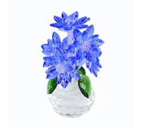 Tokenhigh Figurine florale en cristal, bouquet de marguerites à collectionner, fleur de marguerite en verre avec vase en cristal, cadeau de collection pour femme, maison, chambre, décoration de fête