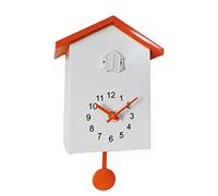 Tokenhigh Horloge à coucou avec voix d'oiseau, pendule moderne avec pendule, horloge murale décorative avec fonction de sommeil nocturne, voix d'oiseau, pour la maison, le salon (orange)