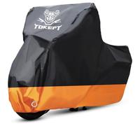 Tokept Housse de Moto imperméable Toutes Saisons pour Harley-Davidson, Honda, Suzuki, Kawasaki, Yamaha jusqu'à 290 cm, Taille XXXL, Noir et Orange