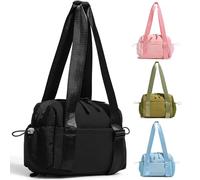 Tokeya Mini Sac de Sport Femme Fille, Petit Sac de Gym avec Imperméable Poche Humide, Léger Sacs de Voyage Pliable Sac a Main Femme Etanche Sac à Bandoulière pour Fitness Shopping Loisirs, Noir