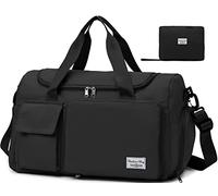 Tokeya Sac de Voyage Femme Homme Pliable Grande Capacité Sacs de Sport avec Compartiment Chaussure y Poche Humide, Imperméable Sac à Bandoulière Léger Weekend Fourre-Tout Sport Gym Bag, Noir