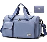 Tokeya Sac de Voyage Homme Pliable Grande Capacité Sacs de Sport avec Compartiment Chaussure y Poche Humide, Imperméable Sac à Bandoulière Léger Weekend Fourre-Tout Sport Gym Bag, Bleu
