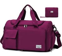 Tokeya Sacs de Sport Femme, Pliable Sac de Voyage avec Compartiment Chaussure y Poche Humide, Grande Capacité Sac de Fitness, Imperméable Sac à Gym Sport Léger Sacs de Week-End Bag, Mauve