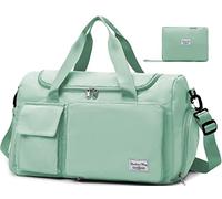 Tokeya Sacs de Sport Homme Femme, Pliable Sac de Voyage avec Compartiment Chaussure y Poche Humide, Grande Capacité Sac de Fitness, Imperméable Sac à Gym Sport Léger Sacs de Week-End Bag, Vert