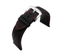 Tokicoo Bracelet de montre de sport en nylon étanche à dégagement rapide avec texture imitation fibre de carbone et doublure en cuir.,Épingle rouge et argent,21 mm