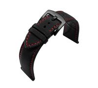 Tokicoo Bracelet de montre de sport en nylon étanche à dégagement rapide avec texture imitation fibre de carbone et doublure en cuir.,Épingle rouge et noire,21 mm