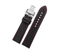 Tokicoo Bracelet de montre de sport en nylon étanche à dégagement rapide avec texture imitation fibre de carbone et doublure en cuir.,Pliage rouge-argent,23 mm