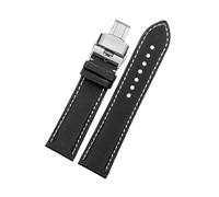 Tokicoo Bracelet de montre de sport en nylon étanche à dégagement rapide avec texture imitation fibre de carbone et doublure en cuir.,Pliage blanc-argent,20 mm