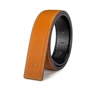 Tokicoo Lanière de ceinture en cuir à motif litchi, coutures double face, largeurs 32 mm et 38 mm, bande de rechange,Jaune kaki 3,8 cm,110