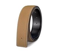 Tokicoo Lanière de ceinture en cuir à motif litchi, coutures double face, largeurs 32 mm et 38 mm, bande de rechange,Un kaki de 3,2 cm,115
