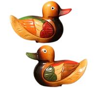 TOKIDNY 1 Paire de Canards Mandarins en Bois Sculpture Décorative Stable pour Mariage et Décoration Intérieure Ornement Couple pour Salon Chambre Présent Noces Idée Présent Couple