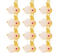 TOKIDNY 12pcs Breloques Lapin en Alliage et Verre pour Fabrication de Bijoux Diy, Pendentifs Solide et Colorés pour Colliers, Thème Année du Lapin 2023