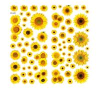 TOKIDNY 135 Pcs Stickers Muraux Tournesol en PVC Autocollants Décoratifs Repositionnables pour Chambre Salon la Cuisine Décoration Murale sans Trace