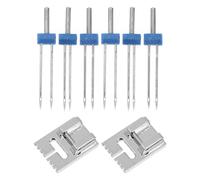 TOKIDNY 2 ensembles Lot Pied Presseur et Aiguilles Doubles Inoxydable pour Machine à Coudre Accessoires Multifonctions avec Rainures pour Couture Double