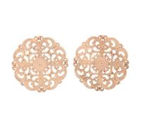TOKIDNY 2 pièces Appliques Bois Sculpté Rond Non Peint Décorations Européennes Creuses pour Meubles Portes Armoires Ornements Bois Décoratifs pour DIY Mobilier et Intérieur
