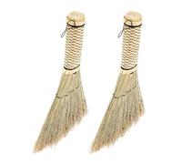 TOKIDNY 2 Pièces Balai Petit Manuel Paille Tressée Balayette Mains pour Intérieur et Extérieur Doux pour Sols Balai Naturel Artisanal pour Bureau et Voiture