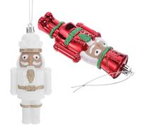 TOKIDNY 2 pièces Ornements Casse-Noisette Soldats Traditionnels pour Sapin de Noël Figurines Plastique Colorées Décorations Suspendues Élégantes Blanc Rouge Lot