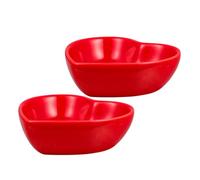 TOKIDNY 2 pièces Set de Assiettes Céramique Forme de Cœur Bols à Sauce Polyvalents pour Dîner Sushi et Apéritifs Plateau à Condiments Rouge Festif