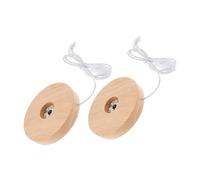TOKIDNY 2 pièces Socle Bois LED USB Rechargeable pour Boule de Cristal Support Lumineux Transparent Décoratif Base Affichage pour Objets Verre et Résine Veilleuse Chevet Petite Lampe