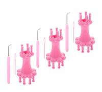 TOKIDNY 3 Ensembles Kit Mini Métier à Tisser Plastique avec Crochet pour Tricoter Corde Laine Outil de Tressage Fleur pour Débutants Garçon Fille Créations Écharpes et Sangles