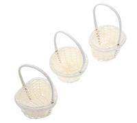 TOKIDNY 3 pièces Panier Rotin Tissé Main avec Poignée Paniers à Légumes Bonbons et Fleurs Robuste et Portable pour Cuisine et Rangement Quotidien