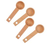 TOKIDNY 4 pièces Cuillères à Café Bois Cuillères à Mesurer Compactes Bois Massif pour Café Moulu Thé Poudre de Lait Ustensiles de Cuisine Pratiques et Durables