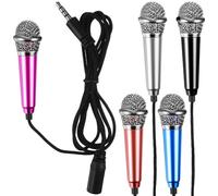 TOKIDNY 5 Pièces Mini Microphone Portable pour Enregistrement et Chant Micro Compact Compatible Téléphone Jaune Rouge Argent Bleu Noir