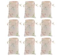 TOKIDNY 50 Paquet en Coton et Lin avec Cordon de Serrage, Sachets Réutilisables Imprimés Fleurs, Pochettes pour Bijoux et Bonbons, pour Mariage ou Anniversaire, Lot de 50