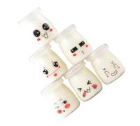 TOKIDNY 6 pièces Lot de Pots Verre pour Dessert avec Motifs Expression Faciale Bocaux à Pudding et Yaourt Résistants Chaleur Contenants Réutilisables pour Yaourts et Gelées