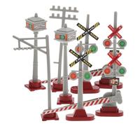 TOKIDNY 8 Pièces Miniature Traffic Signal Model Train Accessories for DIY Table Detailed Railroad Crossing Lights for Toy Train Station Scenes Educational and Creative Craft Set