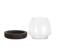 TOKIDNY Bocal Rond en Verre Transparent pour Écosystème Auto-entretenu avec Culture Hydroponique, Décoration Élégante en Bois pour Poissons et Plantes, Bureau et Jardin