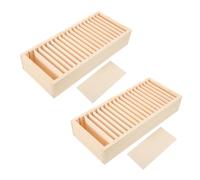 TOKIDNY Boîte de Rangement en Bois 2pcs pour Cartes de Visite et Bijoux, Design Multi-compartiments Détachable, Espace de Stockage Ample pour Bureau et Maison