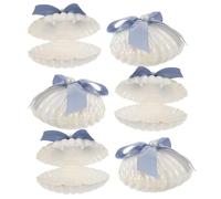 TOKIDNY Boîtes à Bonbons de Coquillage Lot de 6 avec Rubans, Plastique Léger et Réutilisable pour Déco Mariage ou Présents Couple