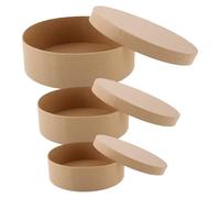 TOKIDNY Boîtes Rondes Papier Kraft 3 Pièces à Peindre pour Rangement de Bonbons et Boîte à Thé DIY Dimensions Variées pour Présent et Pâtisserie
