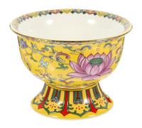 TOKIDNY Bol Offrande Bouddhiste Émail Lotus Jaune Bol Décoratif Résistant pour Rituels et Décoration Maison